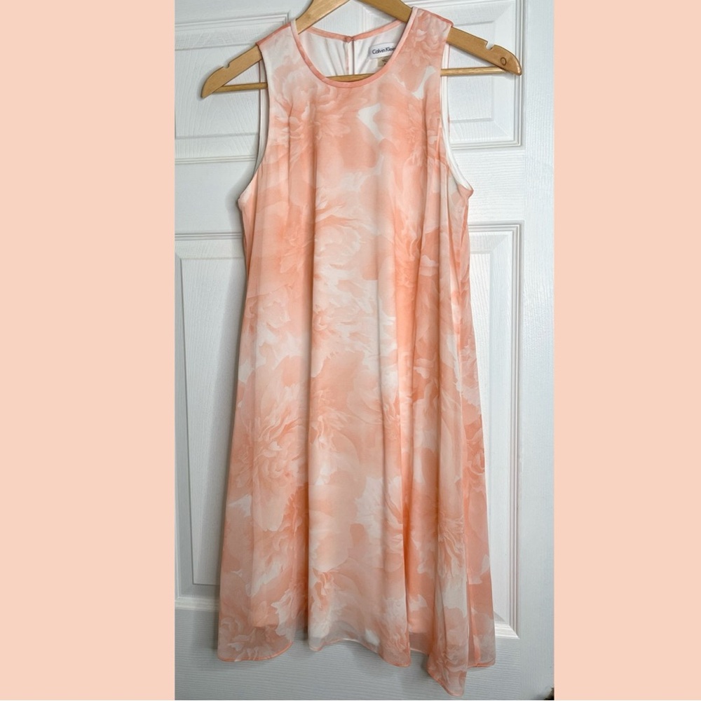 Calvin Klein Peach Sleeveless Shift Dress size 8 # CT7H6C2R